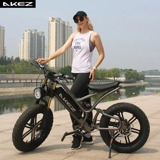 AKEZ Mountain Electric Bike 750W Motor 48V17.5AH Battery 21Speed Urban E-Bicycle Hydraulic Shock-Absorbing Power-Assisted E-Bike