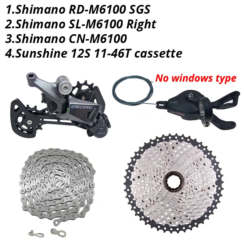 Deore M6100 1X12 Speed Derailleurs Groupset 12 Speed Right Shift Lever Dowel CN Chain RD Sunshine Cassette 46T 50T 52T