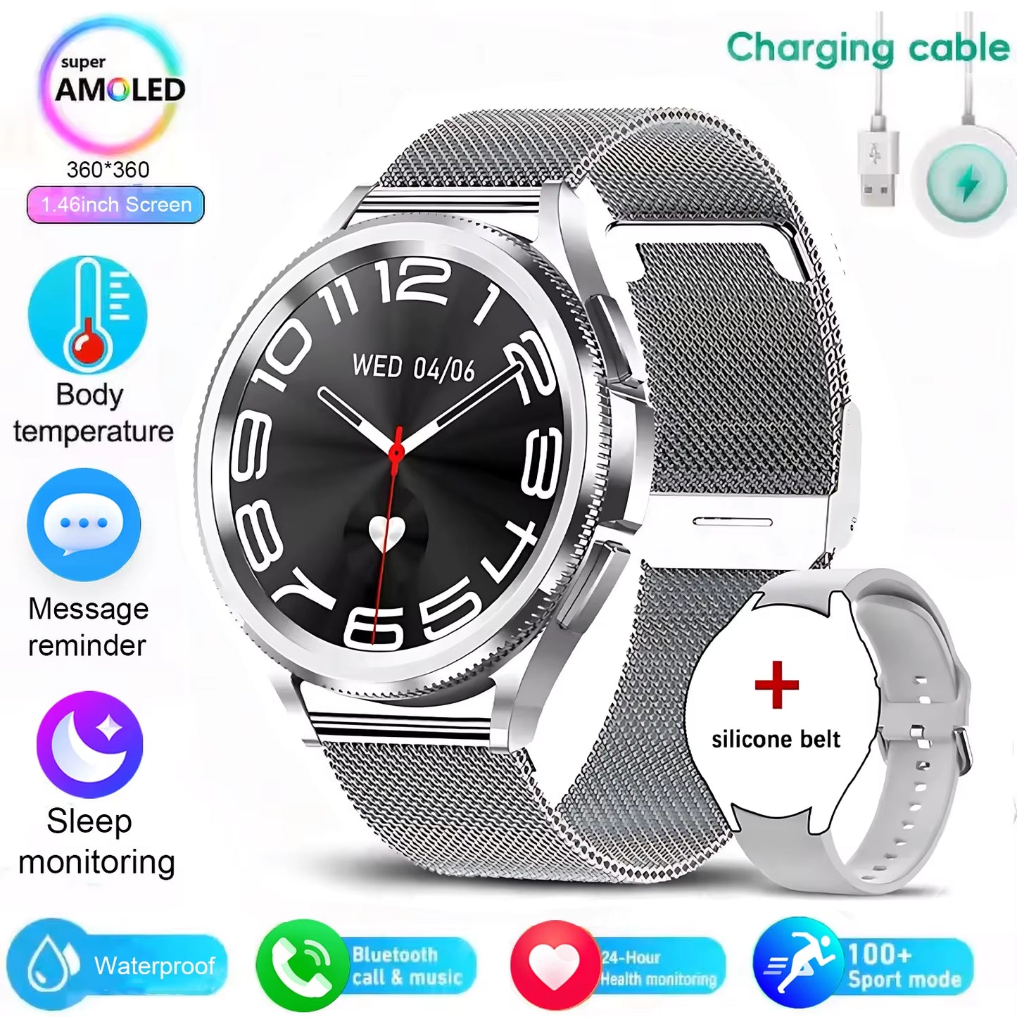 Classic Smart Watch Women Men Sports Fitness Health Waterproof Bluetooth Call Smartwatch
