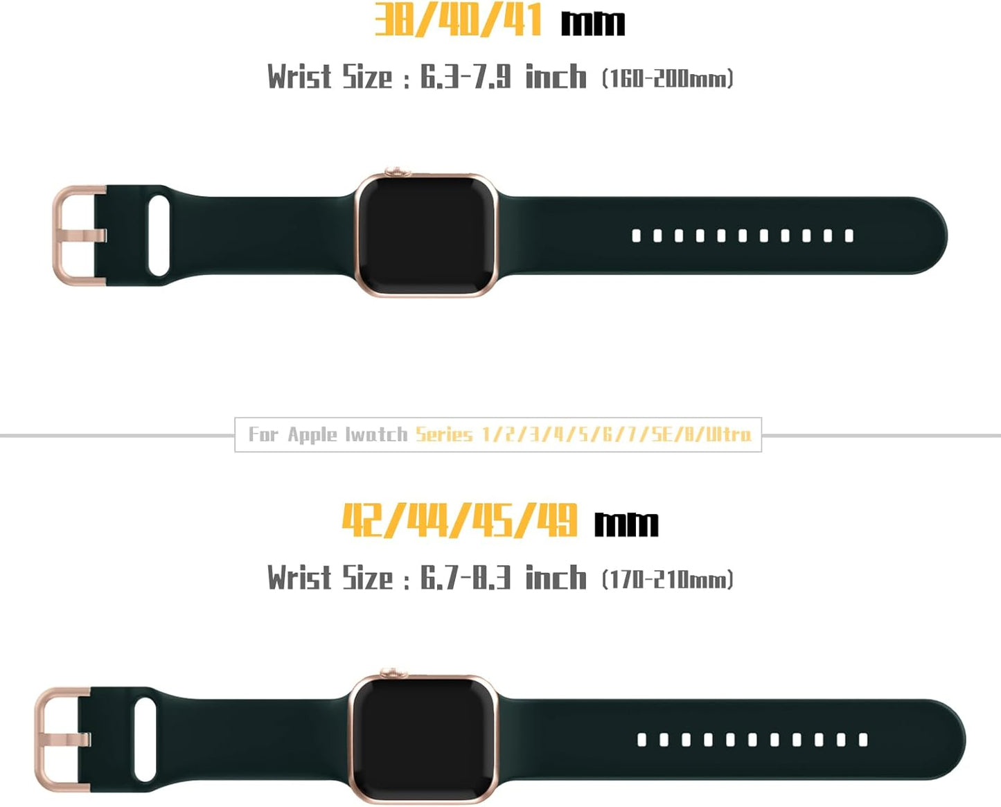 Pulseira esportiva compatível com pulseiras Apple Watch 49Mm 45Mm 44Mm 42Mm 41Mm 40Mm 38Mm, Series 9 Ultra SE 8 7 6 5 4 3 2 1