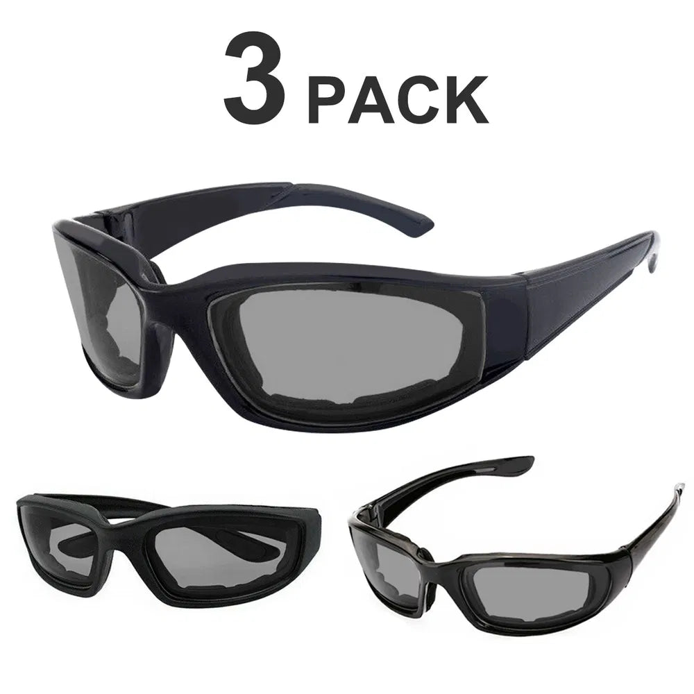 3Pair Motorcycle Riding Glasses Wind Resistant Bike Goggles UV Protection Resistant Padded Comfortable Outdoor Sport Goggles