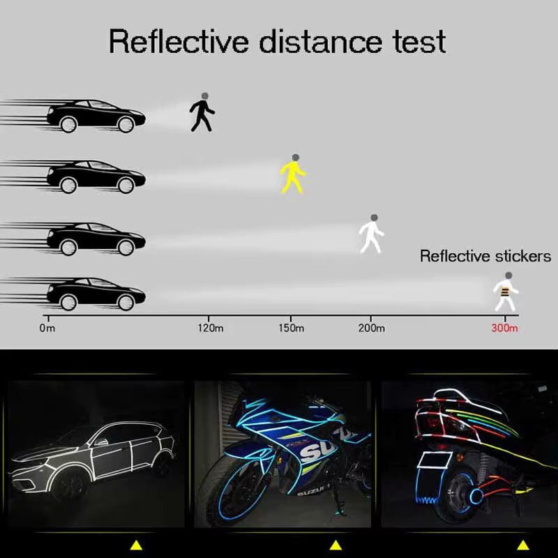 Reflective Bike Tape - Fluorescent Safety Strips For Bicycle, Helmet & Scooter