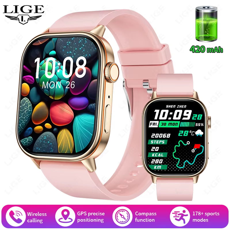 GPS Smart Watch with Compass – Bluetooth Calls & IP68 Waterproof