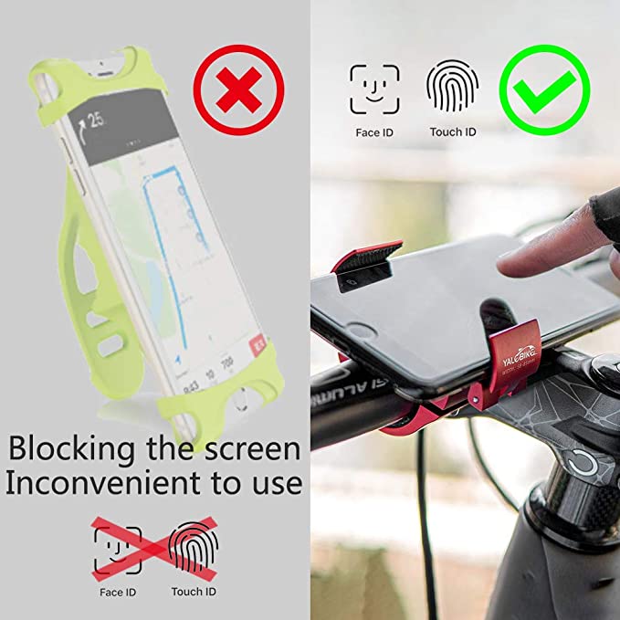 Aluminum Bike Phone Mount – Foldable, Anti-Shake, Face ID Compatible