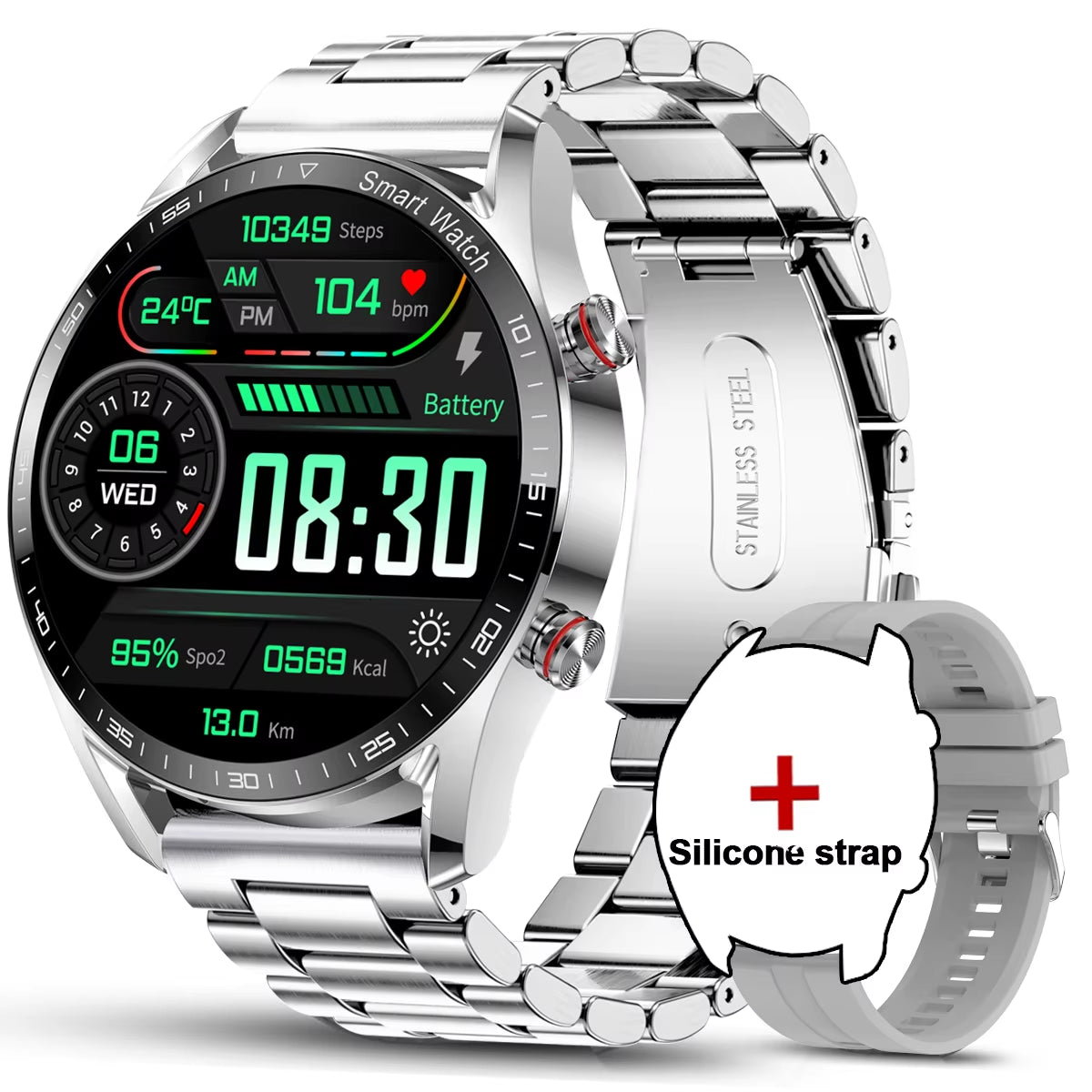  Smart Watch Men 1.53 Inch Full Screen Touch Multi Sport Mode ECG+PGG Sport Waterproof Bluetooth Call Smartwatches