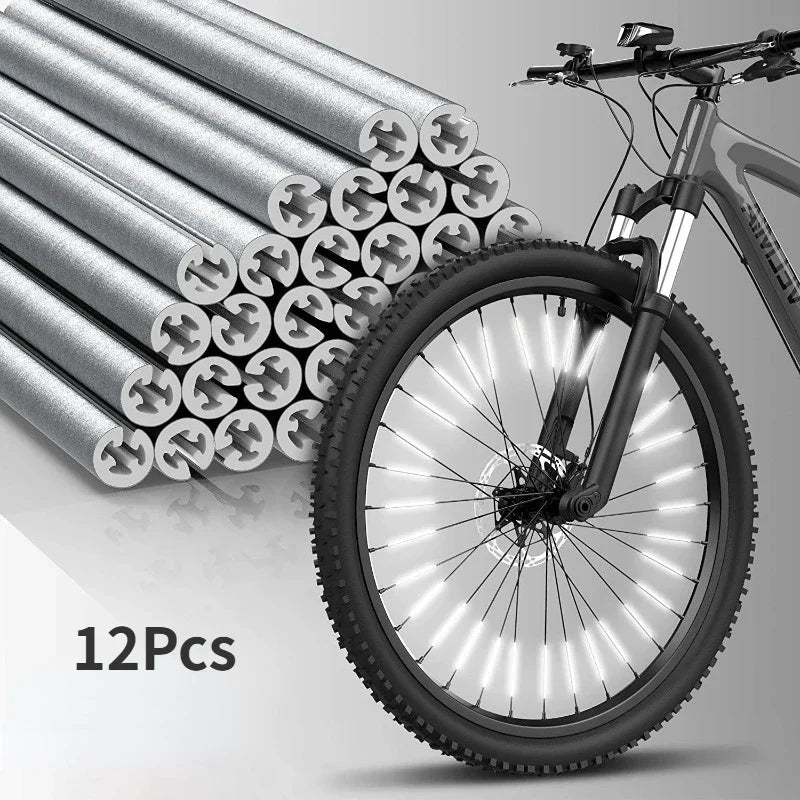 Enhance Your Night Rides with Our 12Pcs Reflective Tube Warning Strip for Bicycle Wheels - Easy Installation & Maximum Visibility!