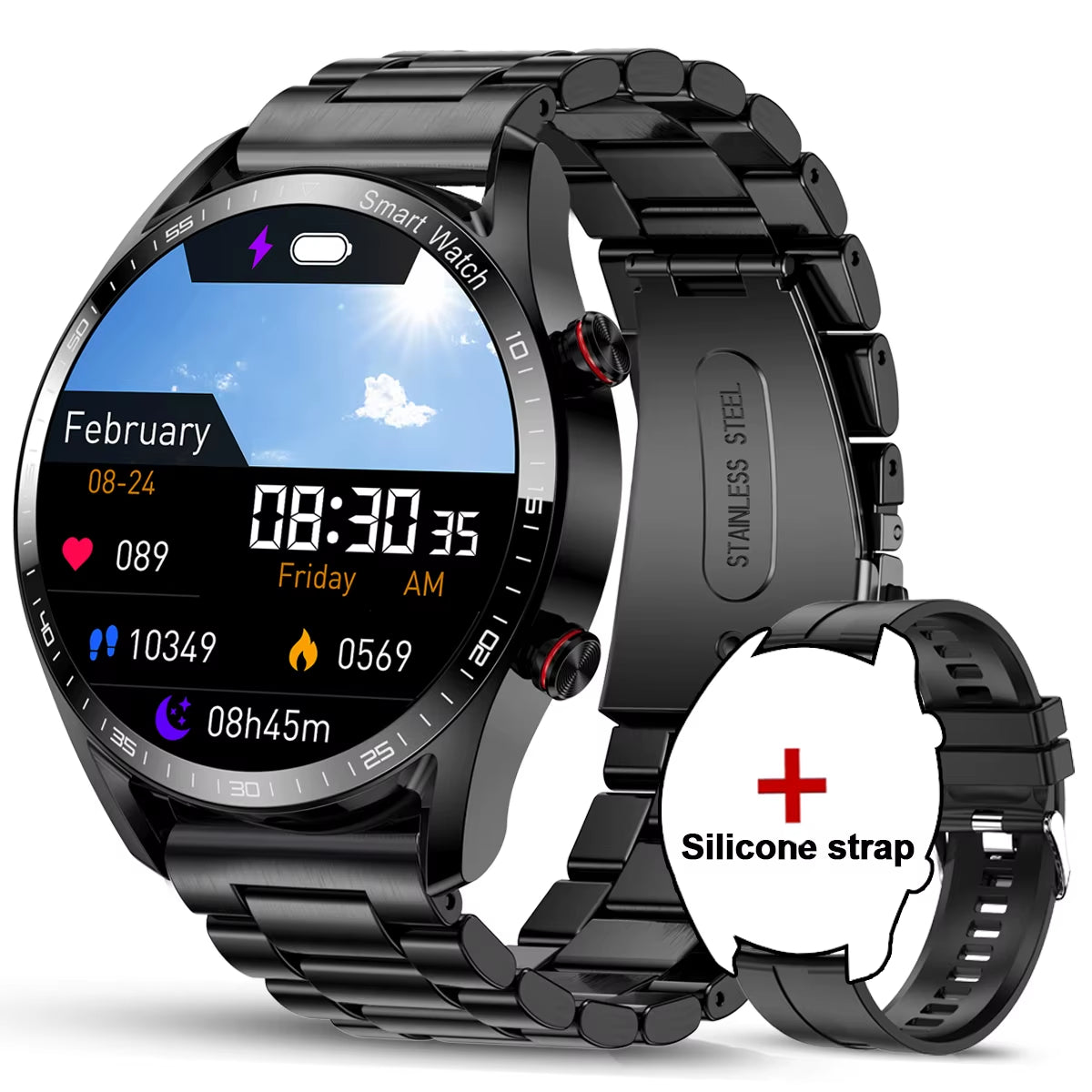  Smart Watch Men 1.53 Inch Full Screen Touch Multi Sport Mode ECG+PGG Sport Waterproof Bluetooth Call Smartwatches