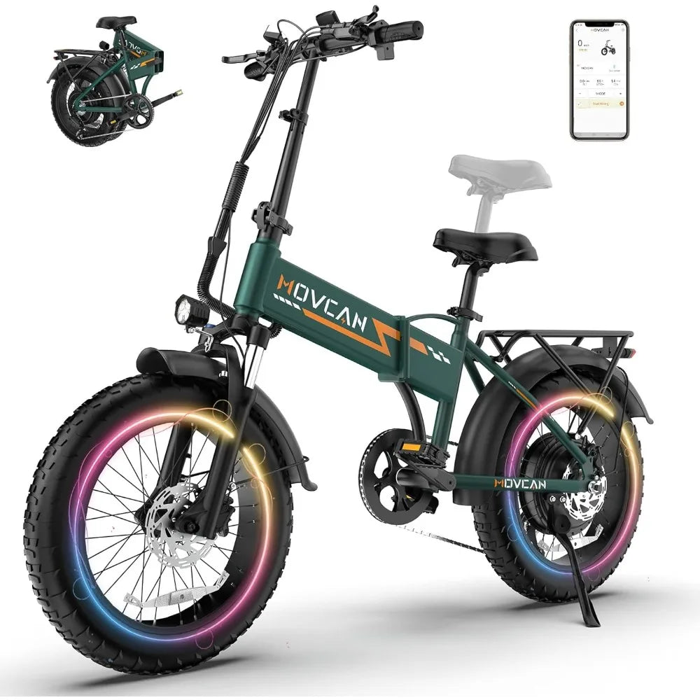 New Q20 Folding Electric Bike, 52V 15.6Ah Removable Concealed Battery 20” Fat Tire Dirt Bike,1500W Motor 30 MPH Top Speed E Bike