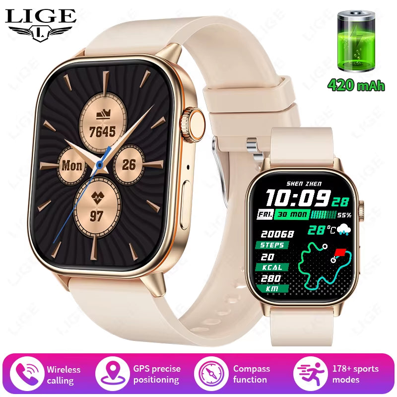 GPS Smart Watch with Compass – Bluetooth Calls & IP68 Waterproof