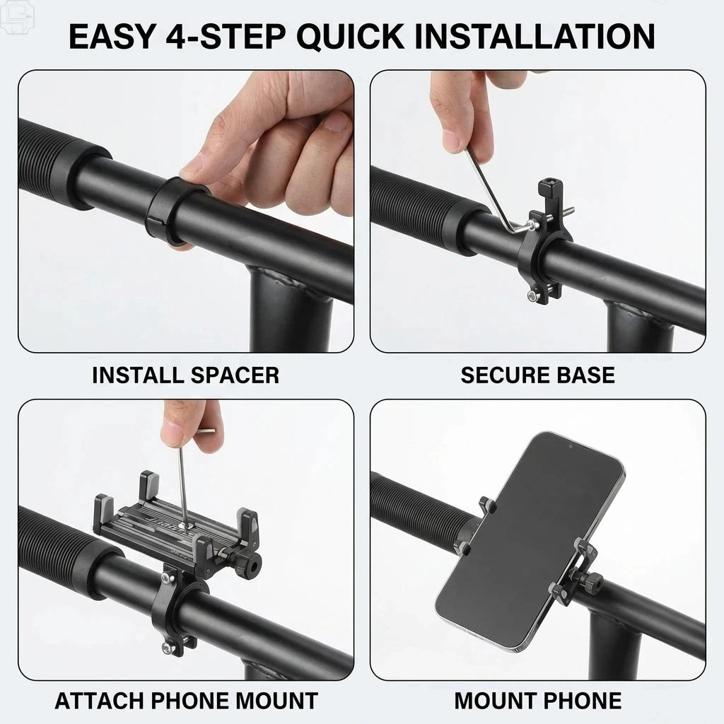 Secure Your Ride: Adjustable Aluminum MTB Phone Holder for All Smartphones