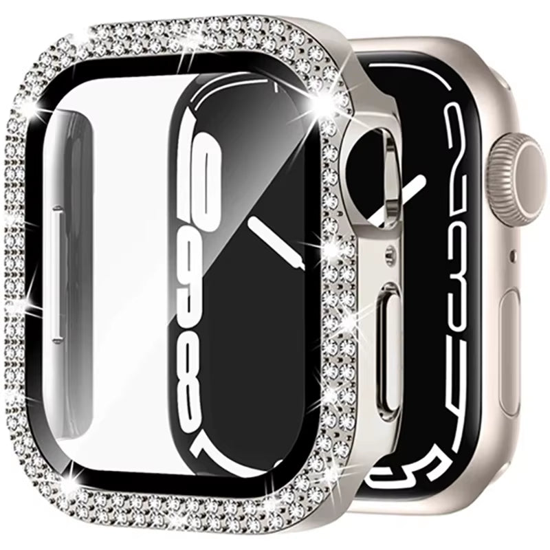 Glass+Diamond Cover for Apple Watch Case 46Mm 40Mm 44Mm 41Mm 42Mm 45Mm Bling Bumper Protector Case