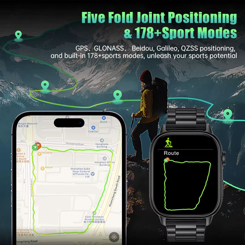 GPS Smart Watch with Compass – Bluetooth Calls & IP68 Waterproof