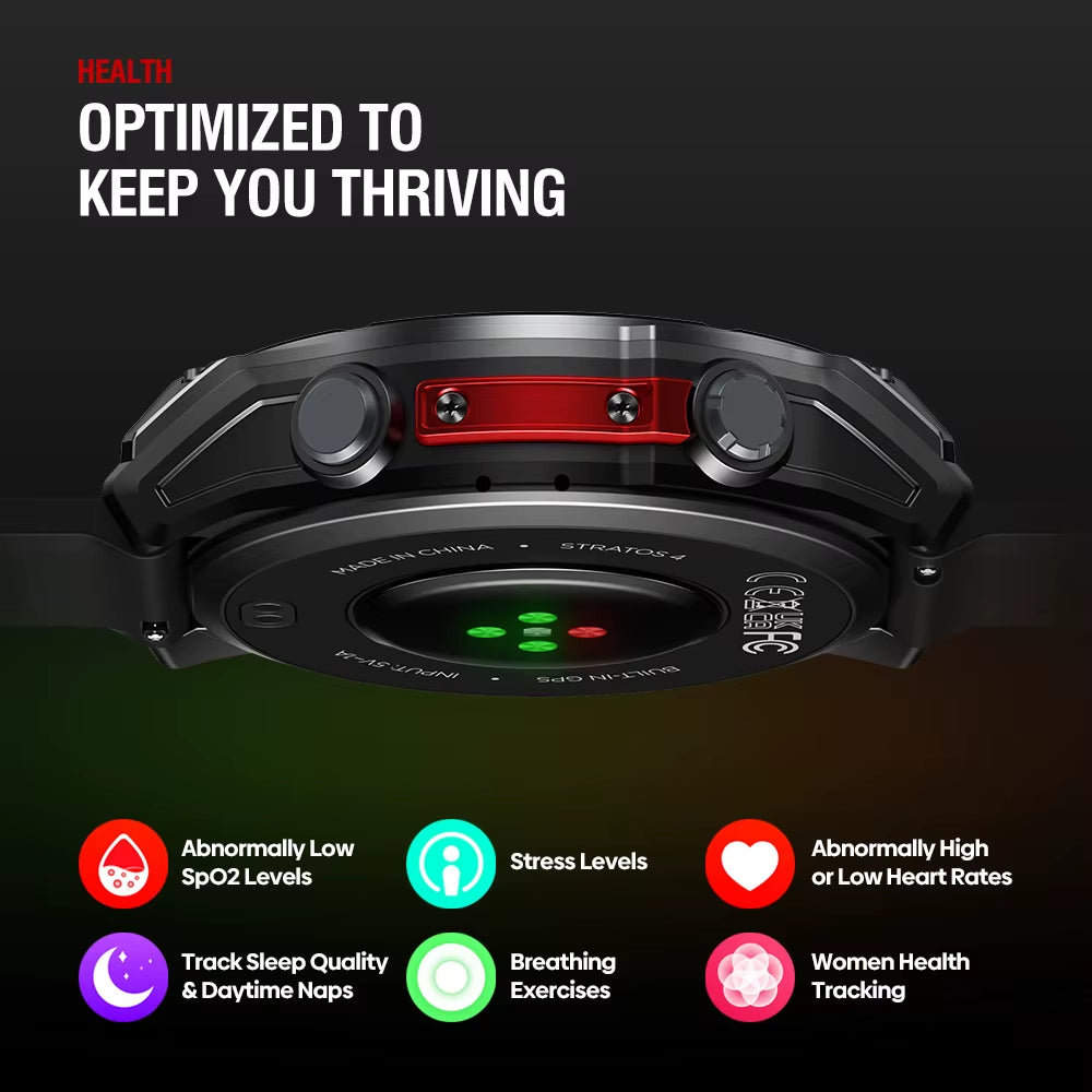 GPS Smart Watch 1.43 AMOLED Display Built-In Compass Barometric Altimeter Flashlight Voice Call Smartwatch