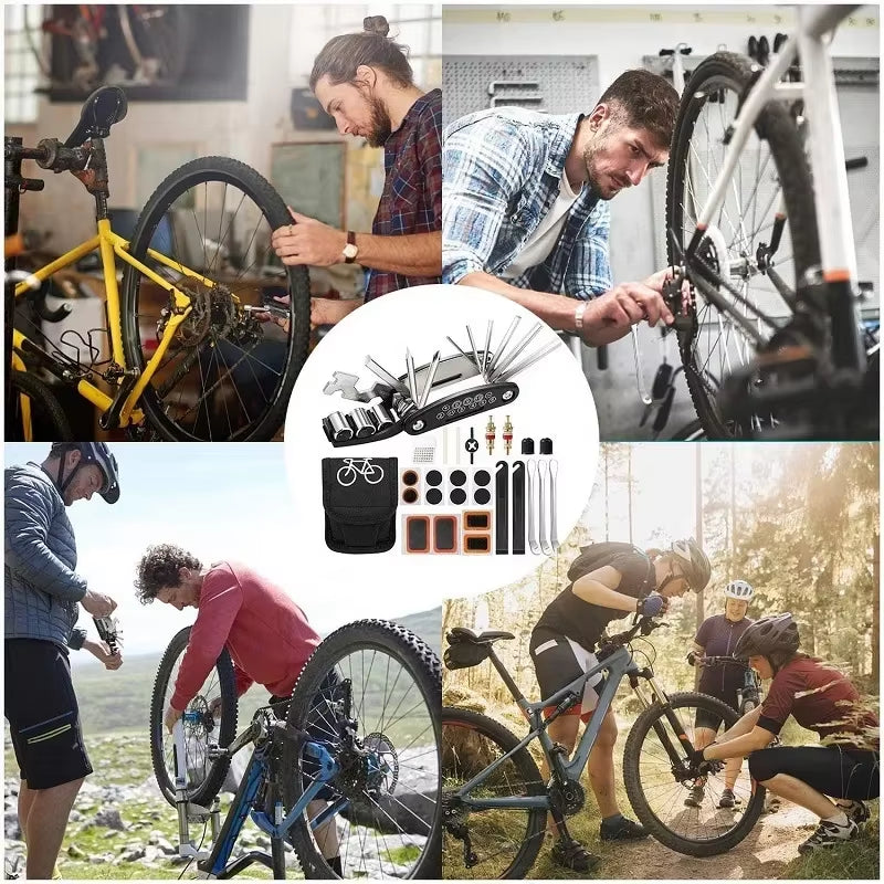 Bicycle Repair Tools Kit, Bike Accessories, Multi Tool Set with Pump Tire Patch, Portable Mountain Road Biketire Auto Tool Set