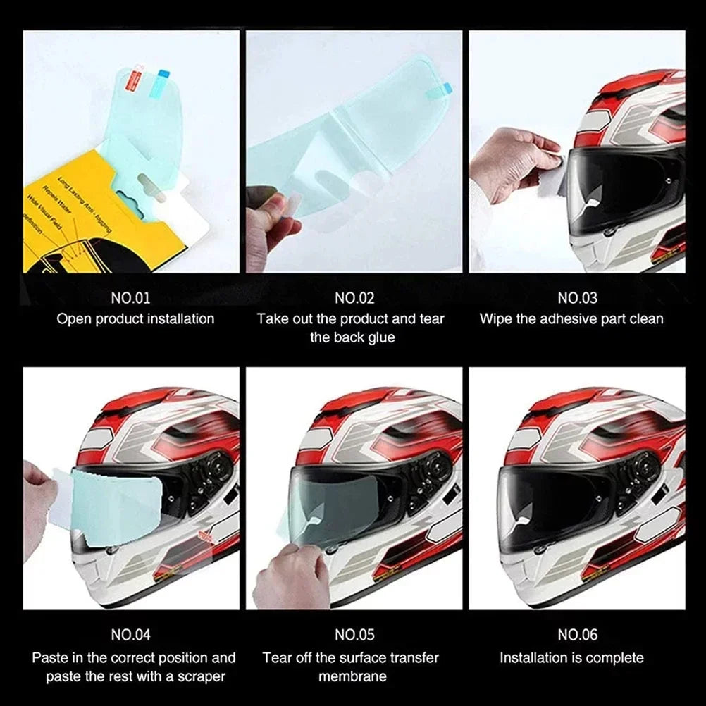 Crystal-Clear Motorcycle Helmet Anti-Fog Film Nano Rain-Repellent Night Day Riding Visor Shield Zero Distortion DIY Application