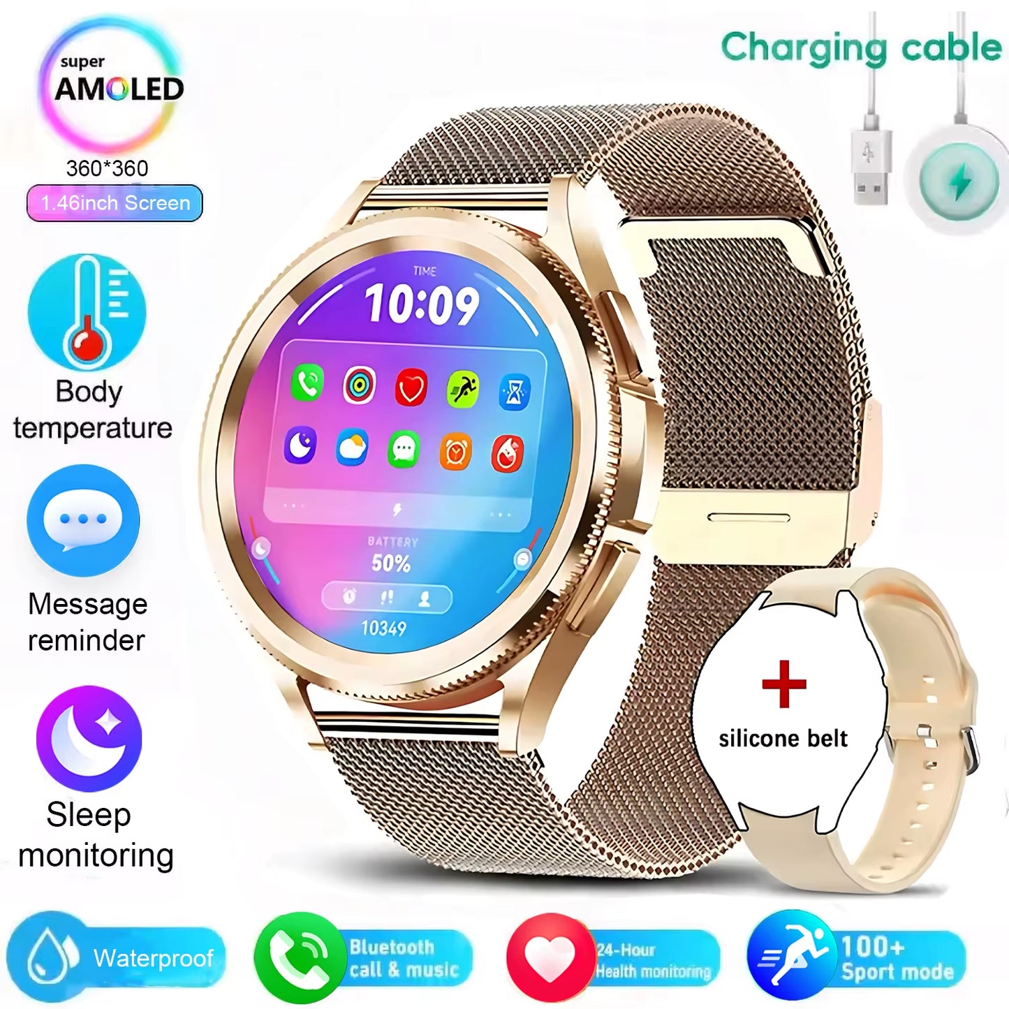 Classic Smart Watch Women Men Sports Fitness Health Waterproof Bluetooth Call Smartwatch