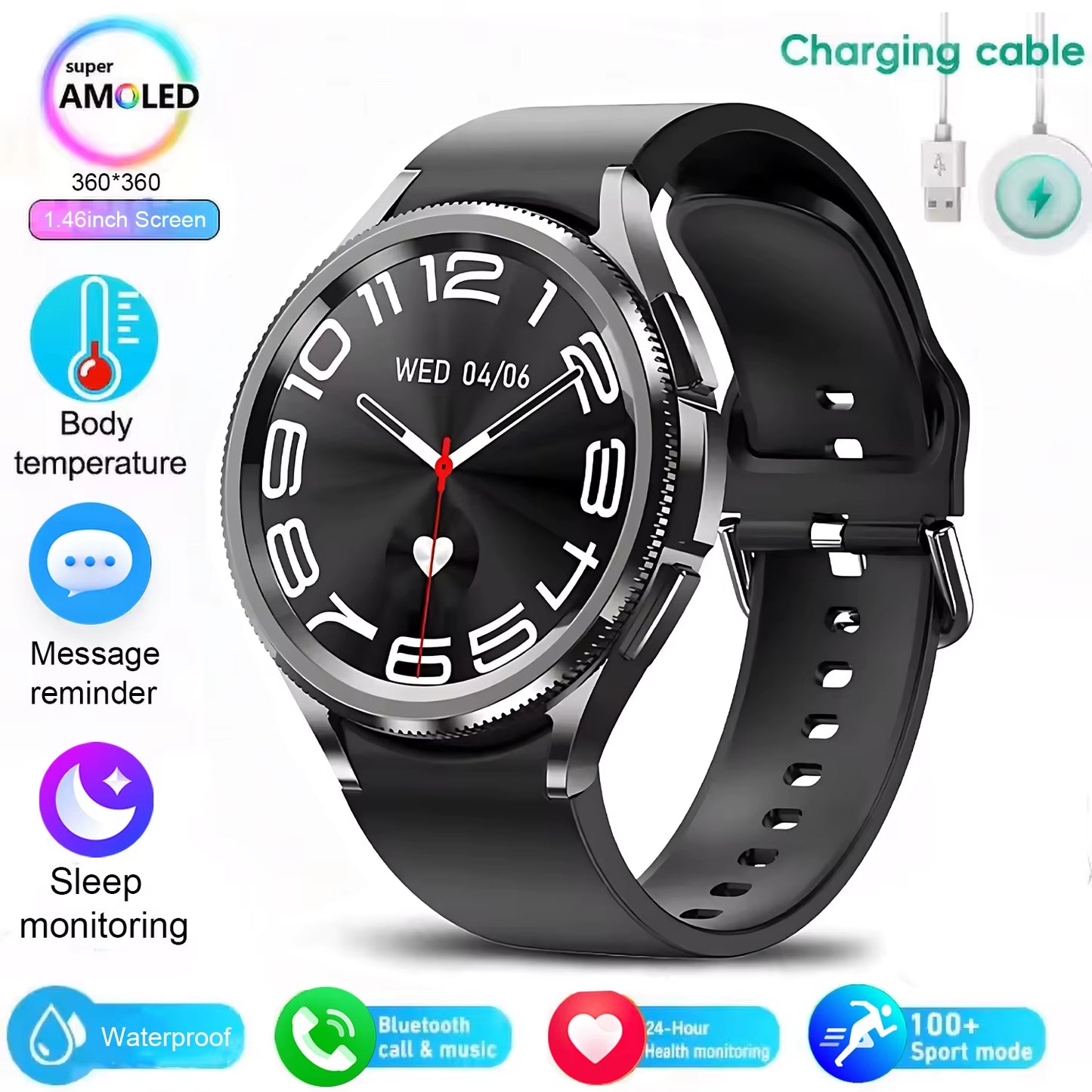 Classic Smart Watch Women Men Sports Fitness Health Waterproof Bluetooth Call Smartwatch