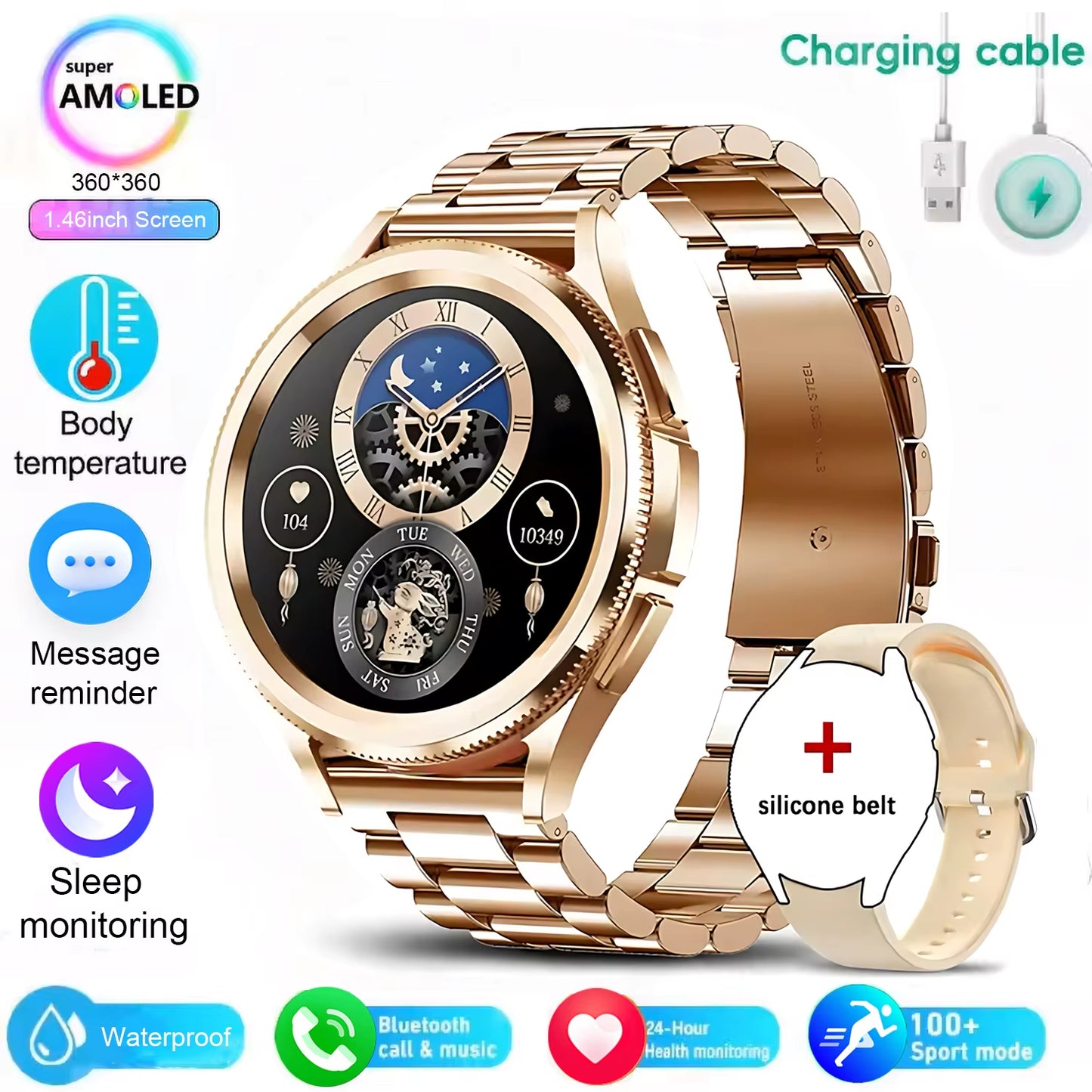 Classic Smart Watch Women Men Sports Fitness Health Waterproof Bluetooth Call Smartwatch