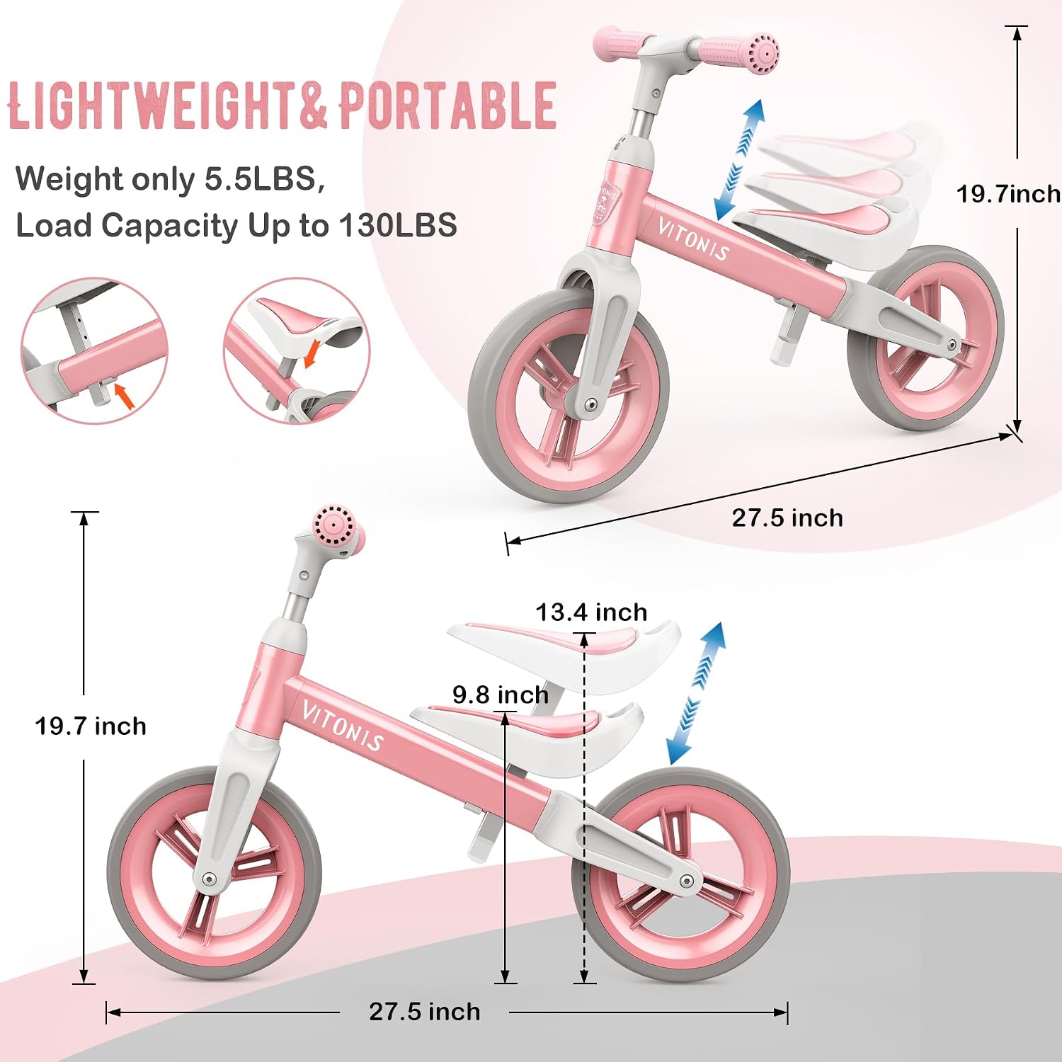 VITONIS Kinderlaufrad: Das perfekte Balancefahrrad für kleine Abenteurer von 1,5 bis 4 Jahren - höhenverstellbar, leicht und sicher!