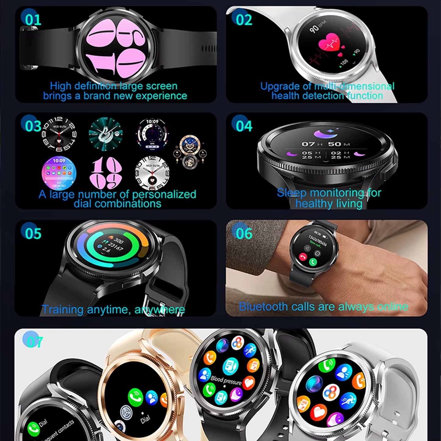 Classic Smart Watch Women Men Sports Fitness Health Waterproof Bluetooth Call Smartwatch
