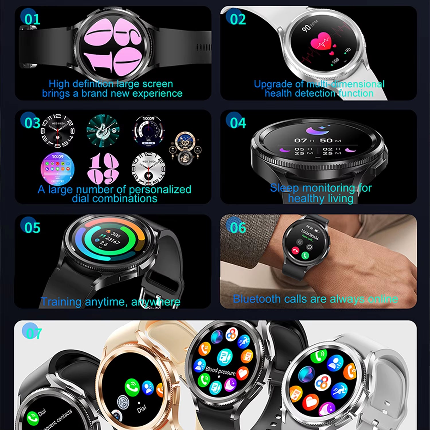 Classic Smart Watch Women Men Sports Fitness Health Waterproof Bluetooth Call Smartwatch