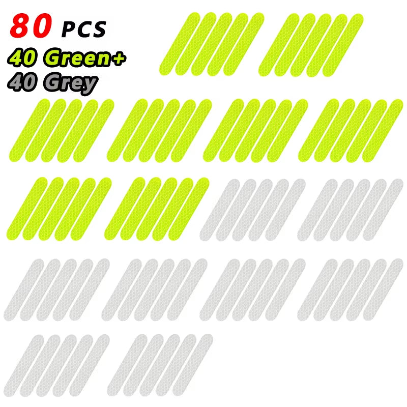 80-10PCS Helmet Safety Warning Reflective Stickers Strip Waterproof High Visibility Reflector Tape for Night Riding Walking Car