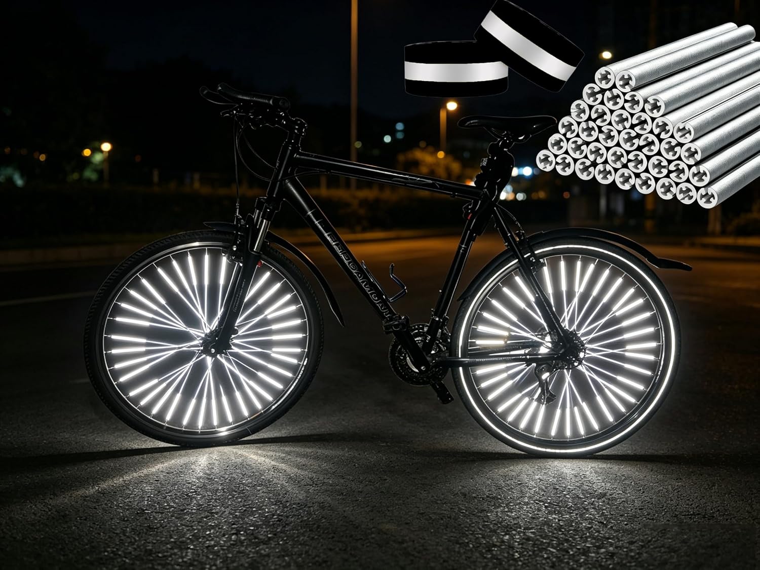Ultimate 72-Piece Bicycle Spoke Reflector Set for Unmatched Safety and Visibility – Easy Installation with Reflective Hose Clips!