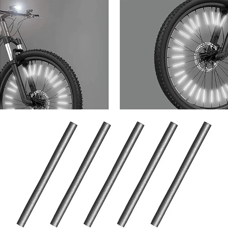 Enhance Your Night Rides with Our 12Pcs Reflective Tube Warning Strip for Bicycle Wheels - Easy Installation & Maximum Visibility!
