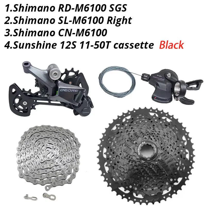 Deore M6100 1X12 Speed Derailleurs Groupset 12 Speed Right Shift Lever Dowel CN Chain RD Sunshine Cassette 46T 50T 52T