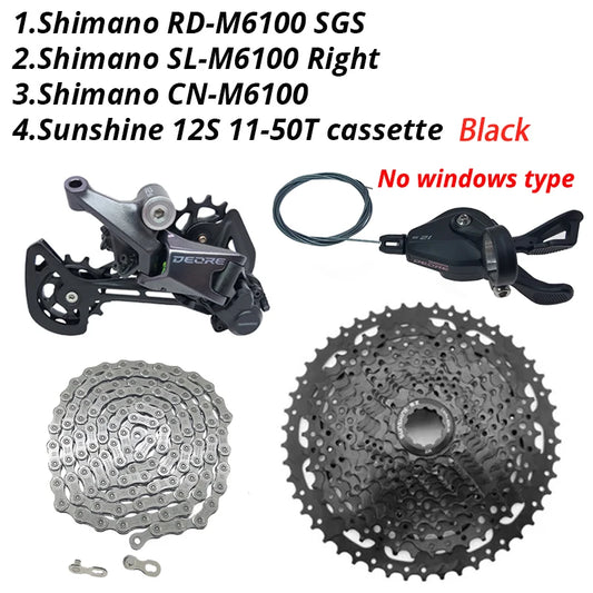 Deore M6100 1X12 Speed Derailleurs Groupset 12 Speed Right Shift Lever Dowel CN Chain RD Sunshine Cassette 46T 50T 52T