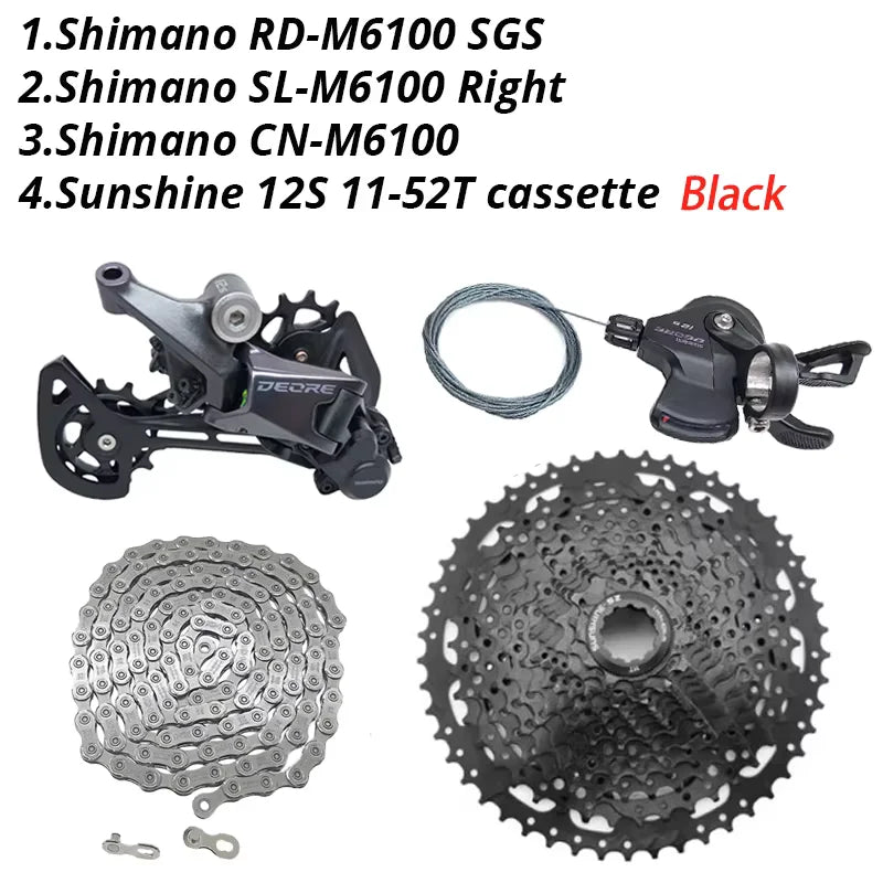 Deore M6100 1X12 Speed Derailleurs Groupset 12 Speed Right Shift Lever Dowel CN Chain RD Sunshine Cassette 46T 50T 52T