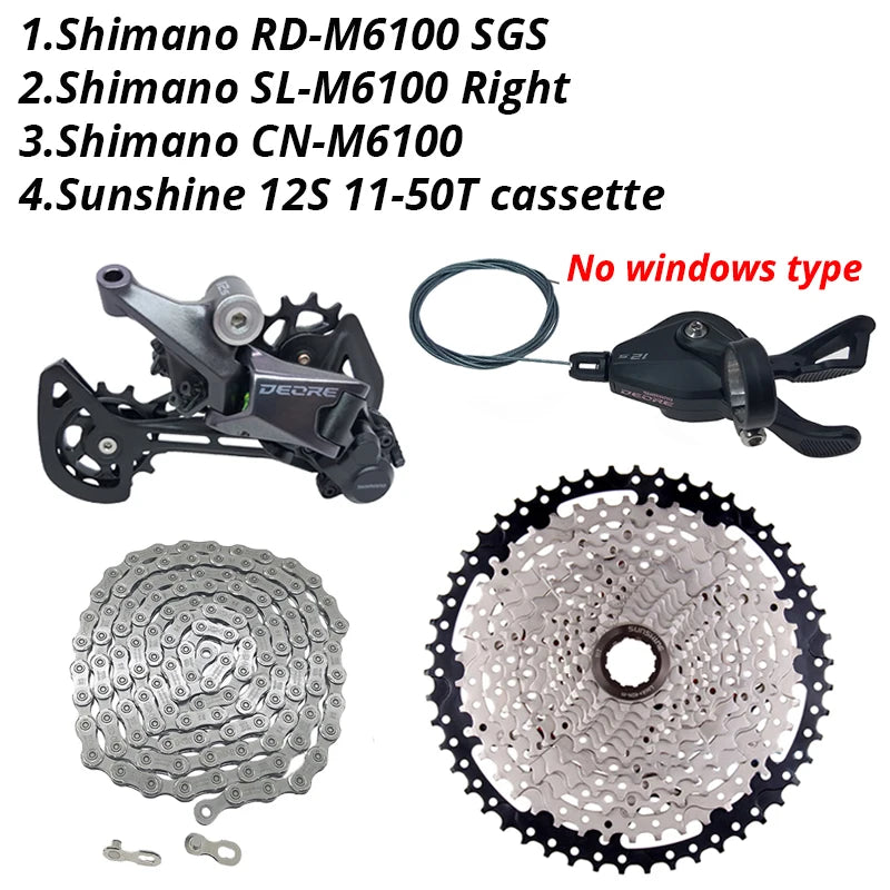 Deore M6100 1X12 Speed Derailleurs Groupset 12 Speed Right Shift Lever Dowel CN Chain RD Sunshine Cassette 46T 50T 52T