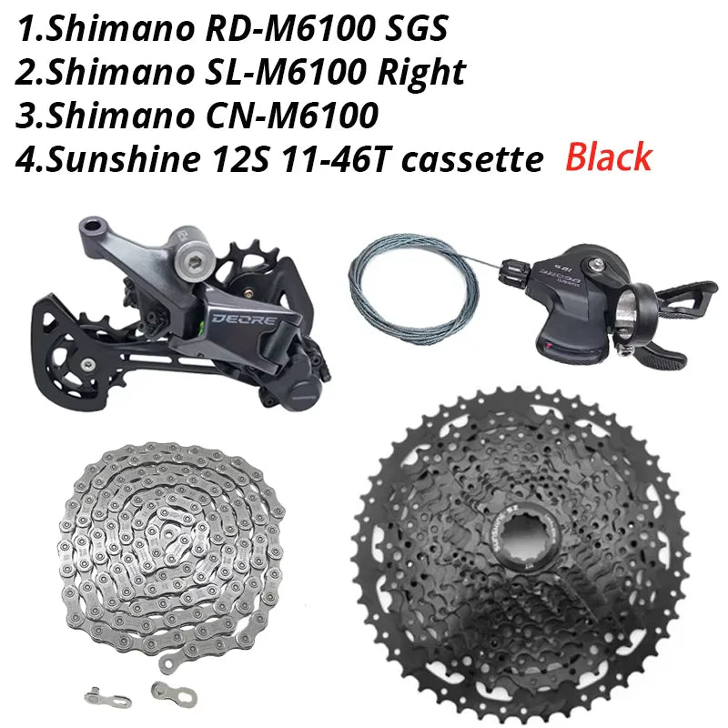 Deore M6100 1X12 Speed Derailleurs Groupset 12 Speed Right Shift Lever Dowel CN Chain RD Sunshine Cassette 46T 50T 52T