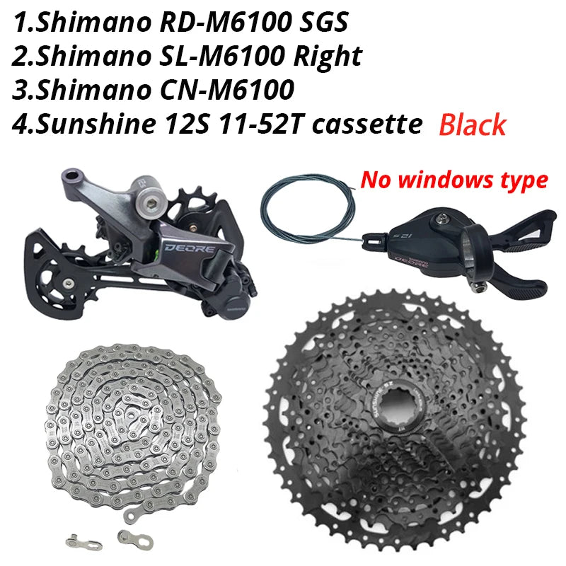 Deore M6100 1X12 Speed Derailleurs Groupset 12 Speed Right Shift Lever Dowel CN Chain RD Sunshine Cassette 46T 50T 52T