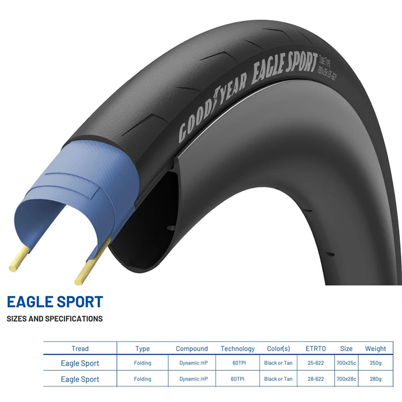 Goofyear Eagle Sport Road Bike Tyre - 700x28C Clincher
