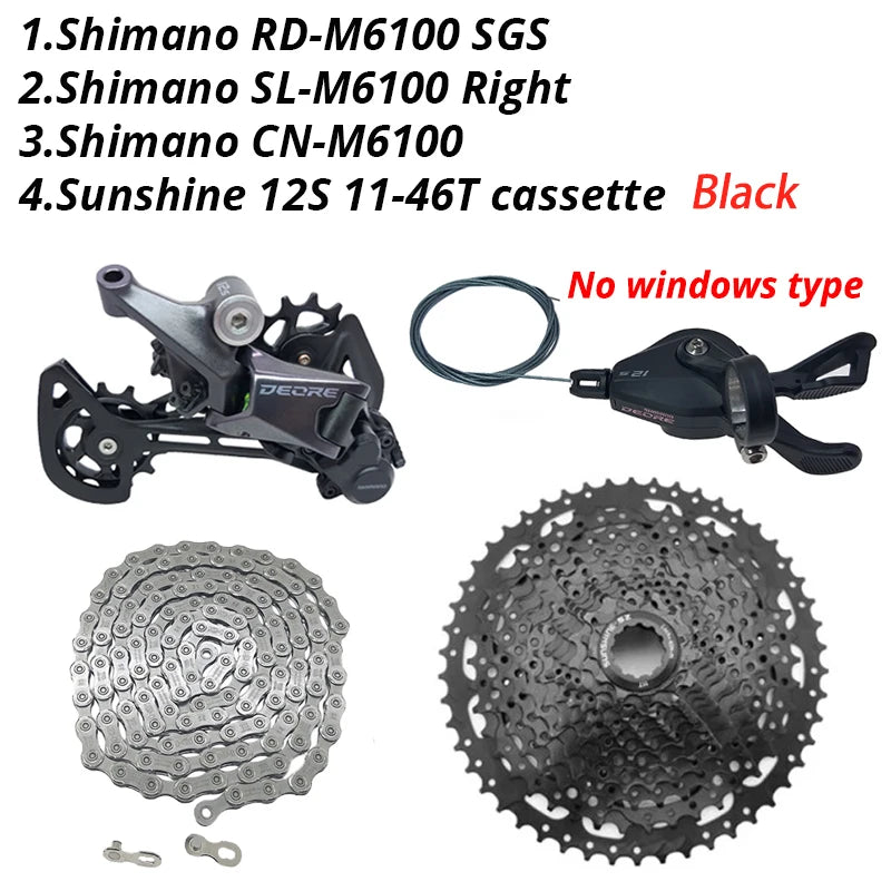 Deore M6100 1X12 Speed Derailleurs Groupset 12 Speed Right Shift Lever Dowel CN Chain RD Sunshine Cassette 46T 50T 52T
