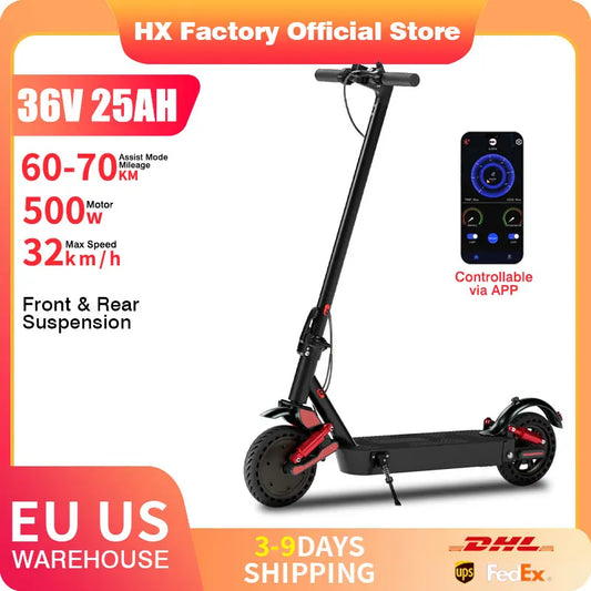 Electric Scooter 500W 36V 25AH Shock Absorbing Electric Kick Scooters Foldable E Scooter 8.5Inch APP Smart 