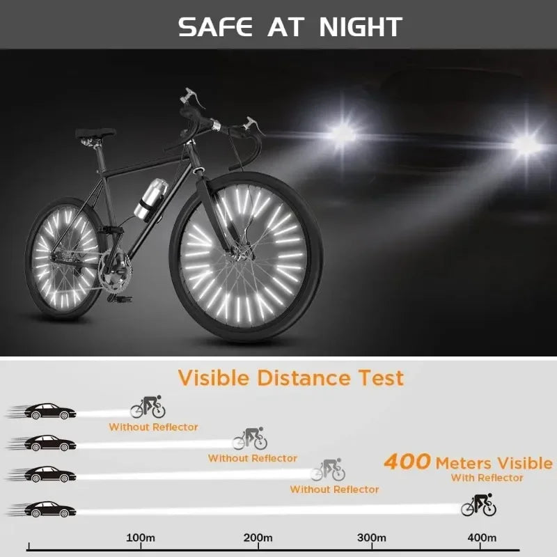 Enhance Your Night Rides with Our 12Pcs Reflective Tube Warning Strip for Bicycle Wheels - Easy Installation & Maximum Visibility!