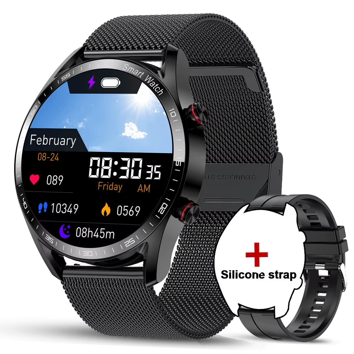  Smart Watch Men 1.53 Inch Full Screen Touch Multi Sport Mode ECG+PGG Sport Waterproof Bluetooth Call Smartwatches