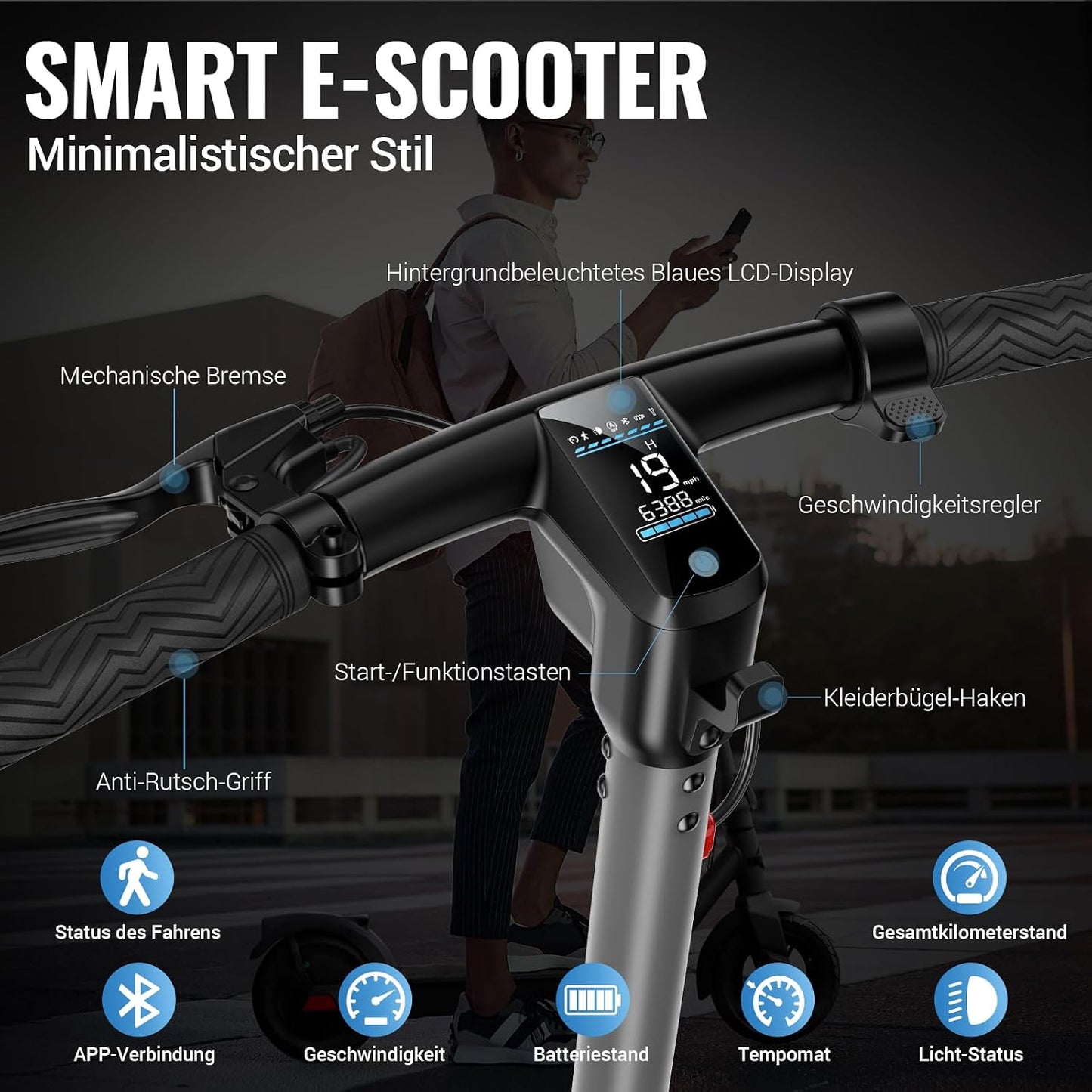 Trotinete Elétrica 10 Polegadas — Motor 350W, Bateria 36V 10,4Ah