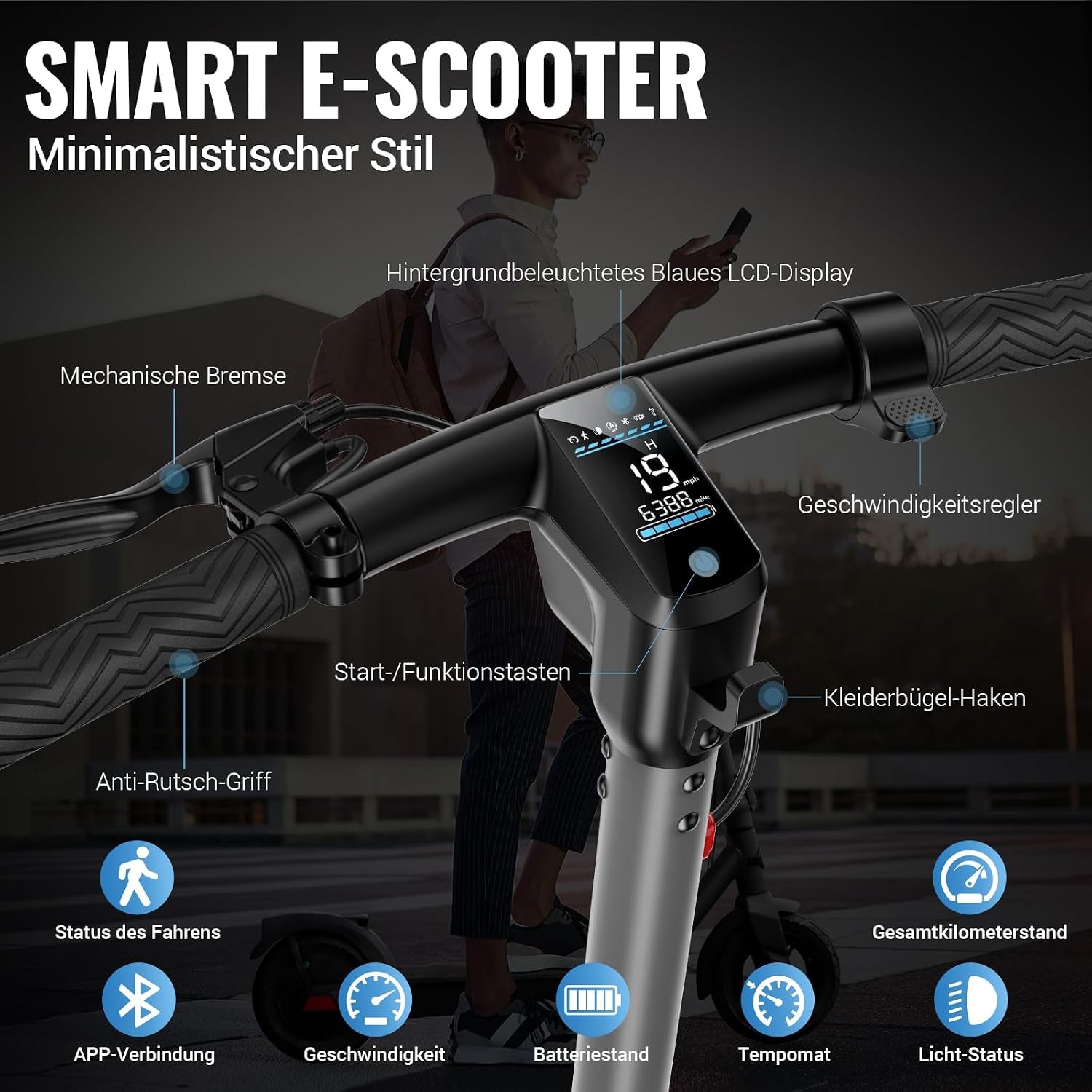 Trotinete Elétrica 10 Polegadas — Motor 350W, Bateria 36V 10,4Ah