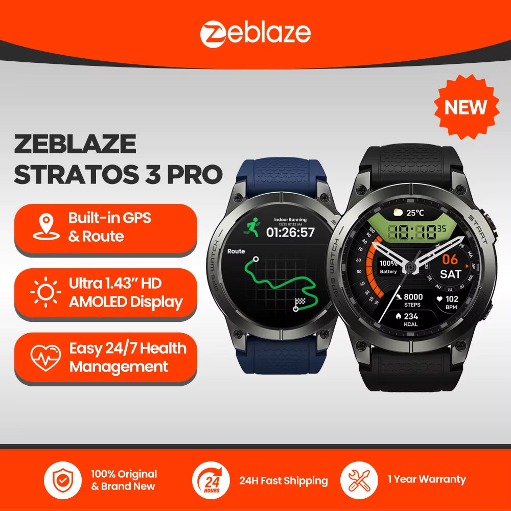 PRO GPS Smart Watch 1.43” HD AMOLED Display Built-In GPS Bluetooth Phone Calls Sports Smartwatch for Men