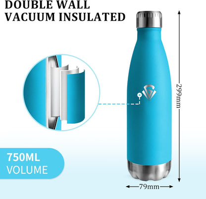 Edelstahl-Isolierflasche 750ml, BPA-frei, doppelwandig, auslaufsicher – Ideal für Sport, Radfahren, Fitness und Camping