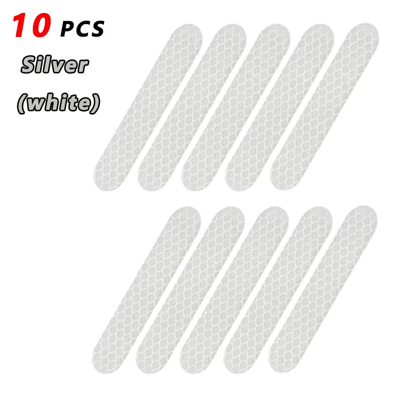 80-10PCS Helmet Safety Warning Reflective Stickers Strip Waterproof High Visibility Reflector Tape for Night Riding Walking Car