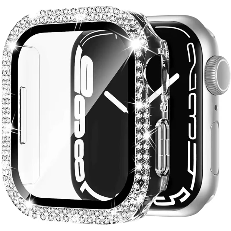 Glass+Diamond Cover for Apple Watch Case 46Mm 40Mm 44Mm 41Mm 42Mm 45Mm Bling Bumper Protector Case