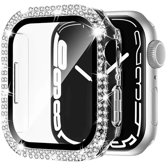 Glass+Diamond Cover for Apple Watch Case 46Mm 40Mm 44Mm 41Mm 42Mm 45Mm Bling Bumper Protector Case