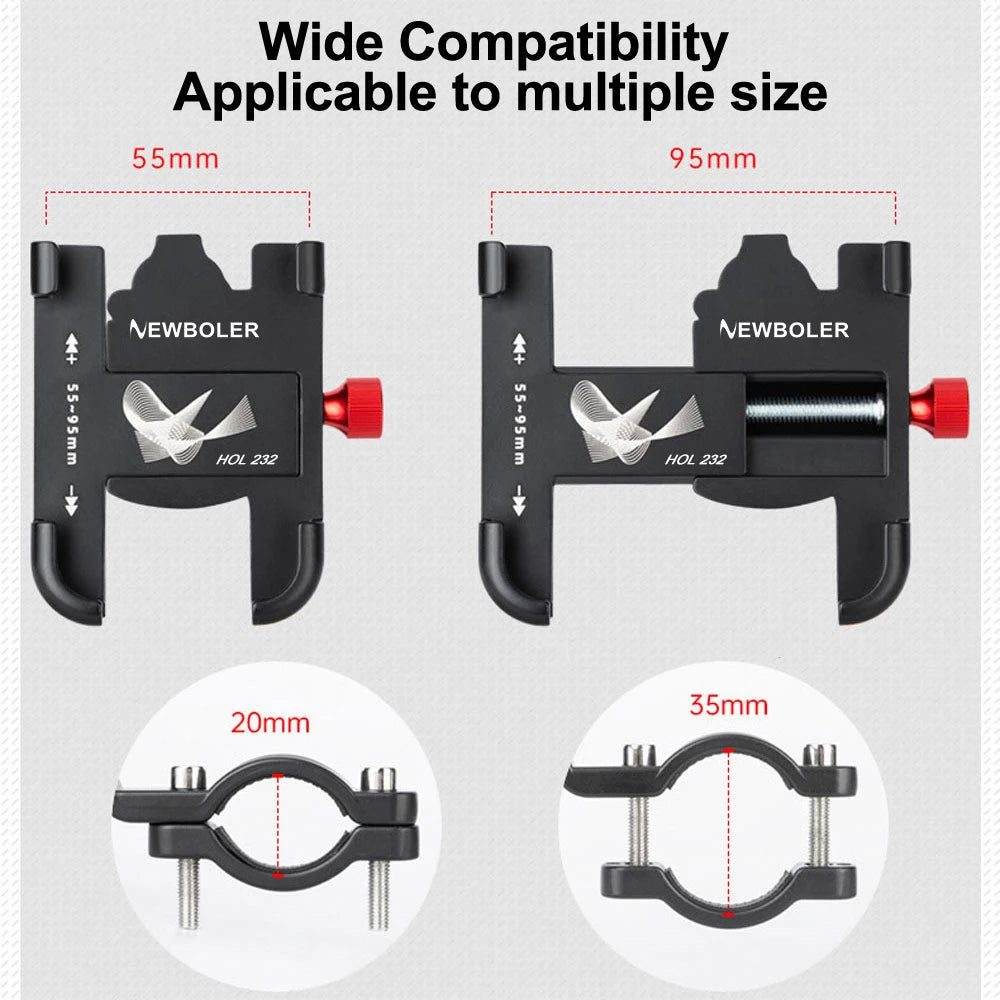 Revolutionary NEWBOLER 360° Rotatable Aluminum MTB Phone Mount - Adjustable, Non-Slip Bicycle Holder for Ultimate Stability