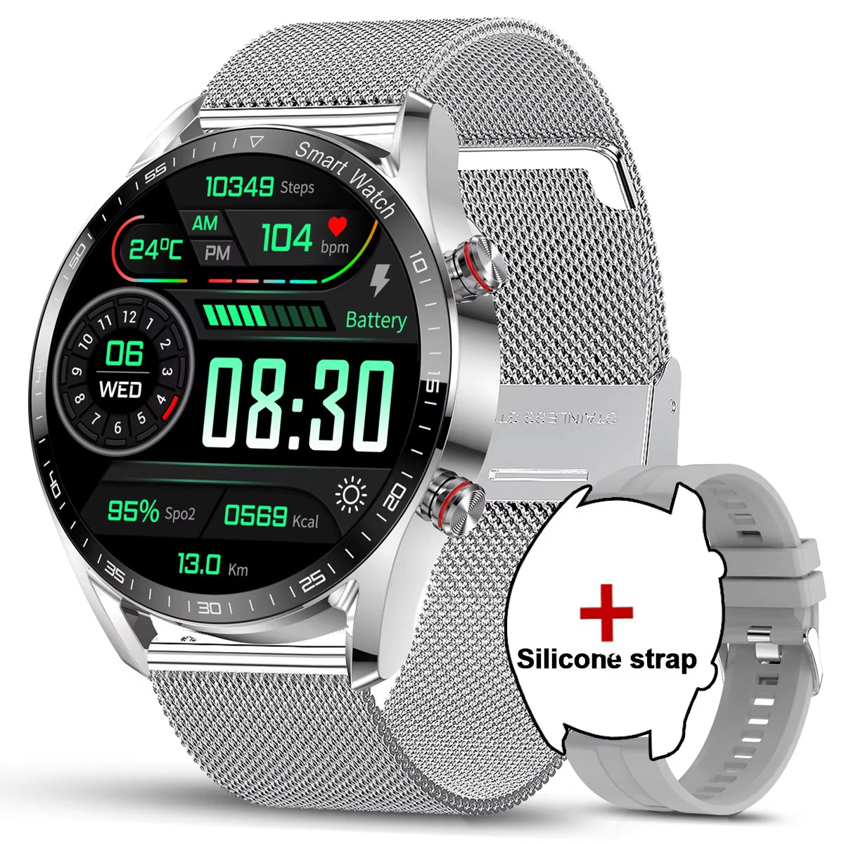  Smart Watch Men 1.53 Inch Full Screen Touch Multi Sport Mode ECG+PGG Sport Waterproof Bluetooth Call Smartwatches