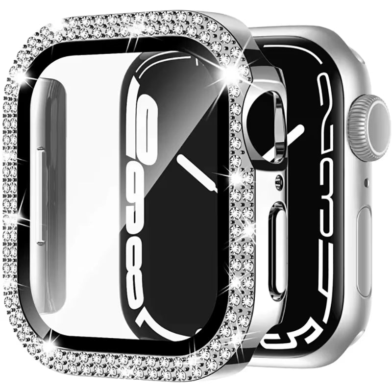 Glass+Diamond Cover for Apple Watch Case 46Mm 40Mm 44Mm 41Mm 42Mm 45Mm Bling Bumper Protector Case