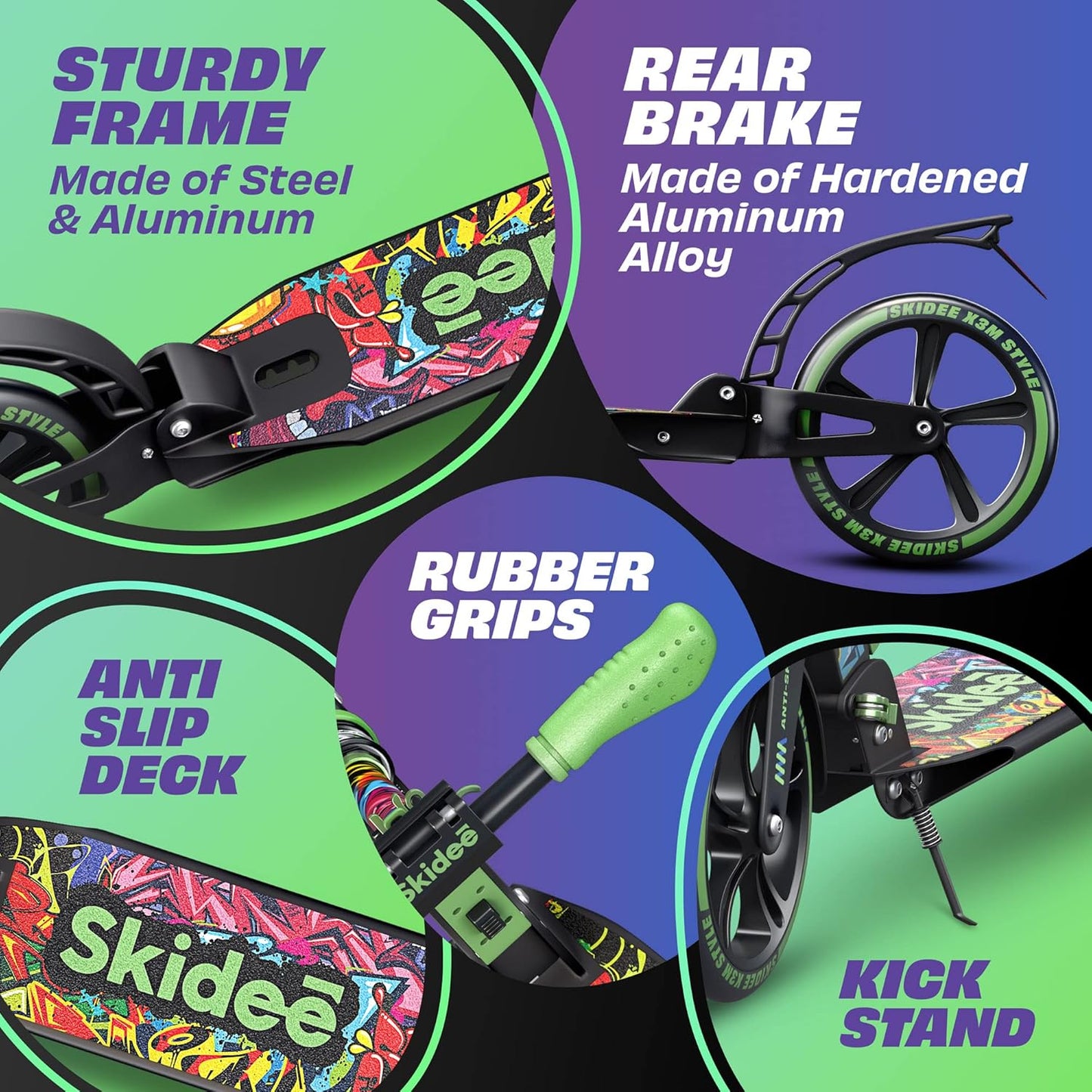 Scooter Adjustable Height, Anti-Shock Suspension